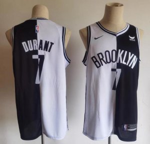 Nets #7 Kevin Durant Black White Split Nike Swingman Jersey