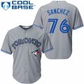 Mens Majestic Toronto Blue Jays #76 Tony Sanchez Authentic Grey Road MLB Jersey