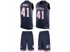 Mens Nike New England Patriots #41 Cyrus Jones Limited Navy Blue Tank Top Suit NFL Jersey