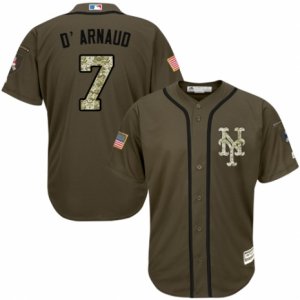 Mens Majestic New York Mets #7 Travis dArnaud Replica Green Salute to Service MLB Jersey