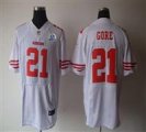 Nike 49ers #21 Frank Gore White With Hall of Fame 50th Patch NFL Elite Jersey