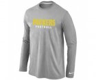 Nike Green Bay Packers font Long Sleeve T-Shirt Grey