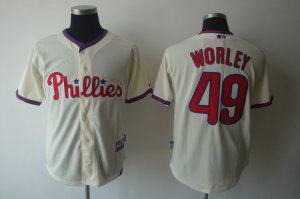 mlb philadelphia phillies #49 worley cream