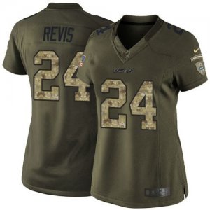 Women Nike New York Jets #24 Darrelle Revis Green Salute to Service Jerseys