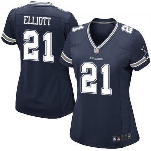 Women Nike Dallas Cowboys #21 Ezekiel Elliott Navy Blue Team Color Stitched NFL Elite Jersey