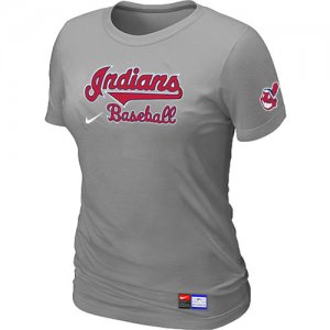 Women Cleveland Indians L.Grey Nike Short Sleeve Practice T-Shirt