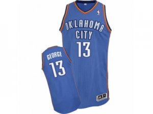 Men Adidas Oklahoma City Thunder #13 Paul George Authentic Royal Blue Road NBA Jersey