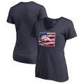 Denver Broncos Navy Womens NFL Pro Line by Fanatics Branded Banner State T-Shirt