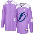 Mens Tampa Bay Lightning Purple Adidas Hockey Fights Cancer Custom Practice Jersey