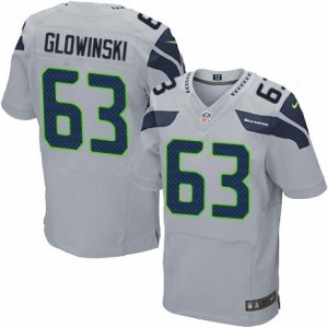 Men\'s Nike Seattle Seahawks #63 Mark Glowinski Elite Grey Alternate NFL Jersey