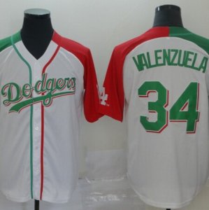Dodgers #34 Fernando Valenzuela White Mexican Heritage Culture Night Jersey Mexico