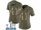 Women Nike New England Patriots #41 Cyrus Jones Limited Olive Camo 2017 Salute to Service Super Bowl LII NFL Jersey
