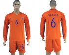 Holland #6 Bazoer Home Long Sleeves Soccer Country Jersey