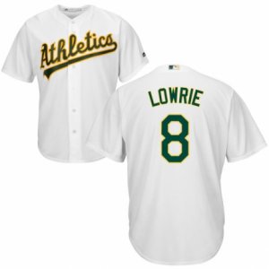Men\'s Majestic Oakland Athletics #8 Jed Lowrie Replica White Home Cool Base MLB Jersey