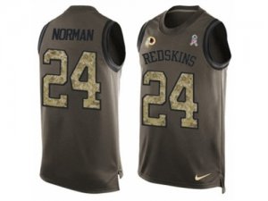 Mens Nike Washington Redskins #24 Josh Norman Limited Green Salute to Service Tank Top NFL Jersey