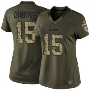 Women Nike Oakland Raiders #15 Michael Crabtree Green Salute to Service Jerseys