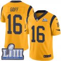 Nike Rams #16 Jared Goff Gold 2019 Super Bowl LIII Color Rush Limited Jersey