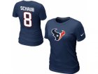 Women Nike Houston Texans #8 schaub Name & Number blue T-Shirt..