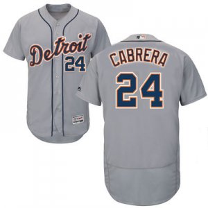 2016 Men Detroit Tigers #24 Miguel Cabrera Majestic Gray Flexbase Authentic Collection Player Jersey