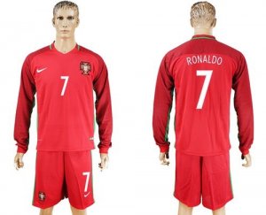 Portugal #7 Ronaldo Home Long Sleeves Soccer Country Jersey