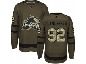 Youth Adidas Colorado Avalanche #92 Gabriel Landeskog Green Salute to Service Stitched NHL Jersey