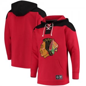 Mens Chicago Blackhawks Fanatics Branded Red Black Breakaway Lace Up Hoodie