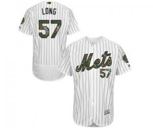 Men\'s Majestic New York Mets #57 Kevin Long Authentic White 2016 Memorial Day Fashion Flex Base MLB Jersey