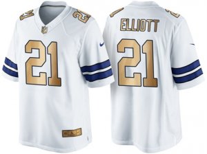 Nike Dallas Cowboys #21 Ezekiel Elliott White 2016 Christmas Gold Mens NFL Game Edition Jersey