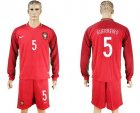 Portugal #5 Guerreiro Home Long Sleeves Soccer Country Jersey