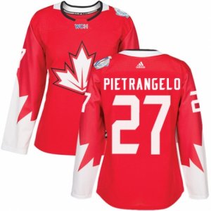 Women\'s Adidas Team Canada #27 Alex Pietrangelo Premier Red Away 2016 World Cup Hockey Jersey