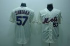 mlb new york mets #57 santana cream(blue strip)cool base