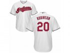 Youth Majestic Cleveland Indians #20 Eddie Robinson Authentic White Home Cool Base MLB Jersey