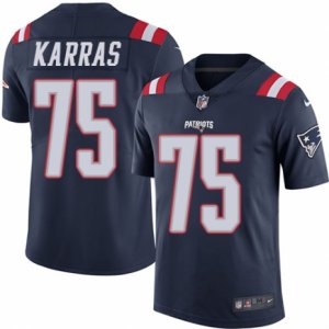 Mens Nike New England Patriots #75 Ted Karras Limited Navy Blue Rush NFL Jersey