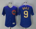 Chicago Cubs # 9 Javier Baez Blue World Series Champions Gold Program Flexbase Jersey