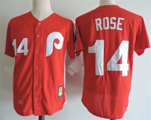 Phillies #14 Pete Rose Red Cooperstown Collection Jersey