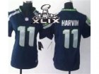 2015 Super Bowl XLIX Nike Women NFL Seattle Seahawks #11 Percy Harvin Blue Jerseys