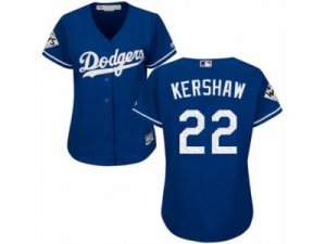 Women Majestic Los Angeles Dodgers #22 Clayton Kershaw Replica Royal Blue Alternate 2017 World Series Bound Cool Base MLB Jersey