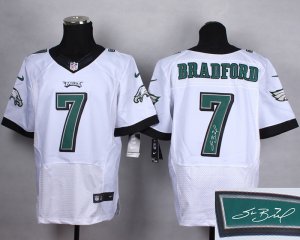 Nike Philadelphia Eagles #7 Sam Bradford white jerseys(Elite)(Signature)