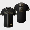 Marlins #19 Miguel Rojas Black Gold Flexbase Jersey