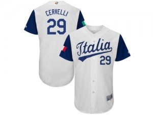 Mens Italy Baseball #29 Francisco Cervelli Majestic White 2017 World Baseball Classic Authentic Jersey