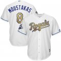 Men Kansas City Royals #8 Mike Moustakas White World Series Champions Gold Program Cool Base MLB Jersey