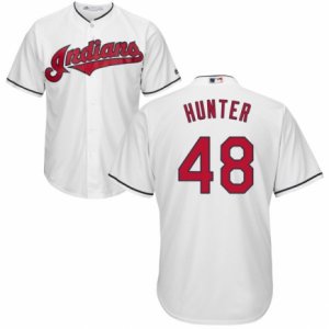 Men\'s Majestic Cleveland Indians #48 Tommy Hunter Authentic White Home Cool Base MLB Jersey