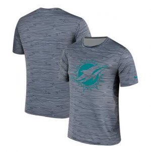 Men\'s Miami Dolphins Nike Gray Black Striped Logo Performance T-Shirt