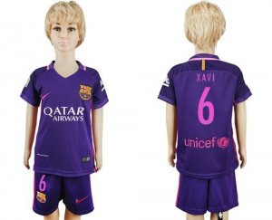 Barcelona #6 Xavi Away Kid Soccer Club Jersey