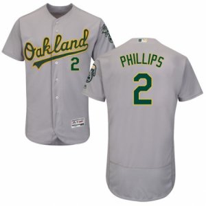 Men\'s Majestic Oakland Athletics #2 Tony Phillips Grey Flexbase Authentic Collection MLB Jersey
