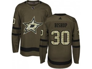 Youth Adidas Dallas Stars #30 Ben Bishop Green Salute to Service Stitched NHL Jersey