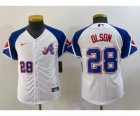 Youth Atlanta Braves #28 Matt Olson Number White 2023 City Connect Cool Base Stitched Jersey1