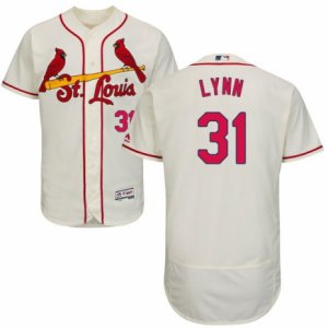 Mens Majestic St. Louis Cardinals #31 Lance Lynn Cream Flexbase Authentic Collection MLB Jersey