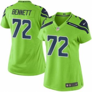Womens Nike Seattle Seahawks #72 Michael Bennett Green Stitched NFL Limited Rush Jersey