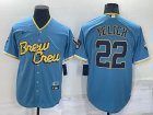 Brewers #22 Christian Yelich Blue Nike 2022 City Connect Cool Base Jerseys